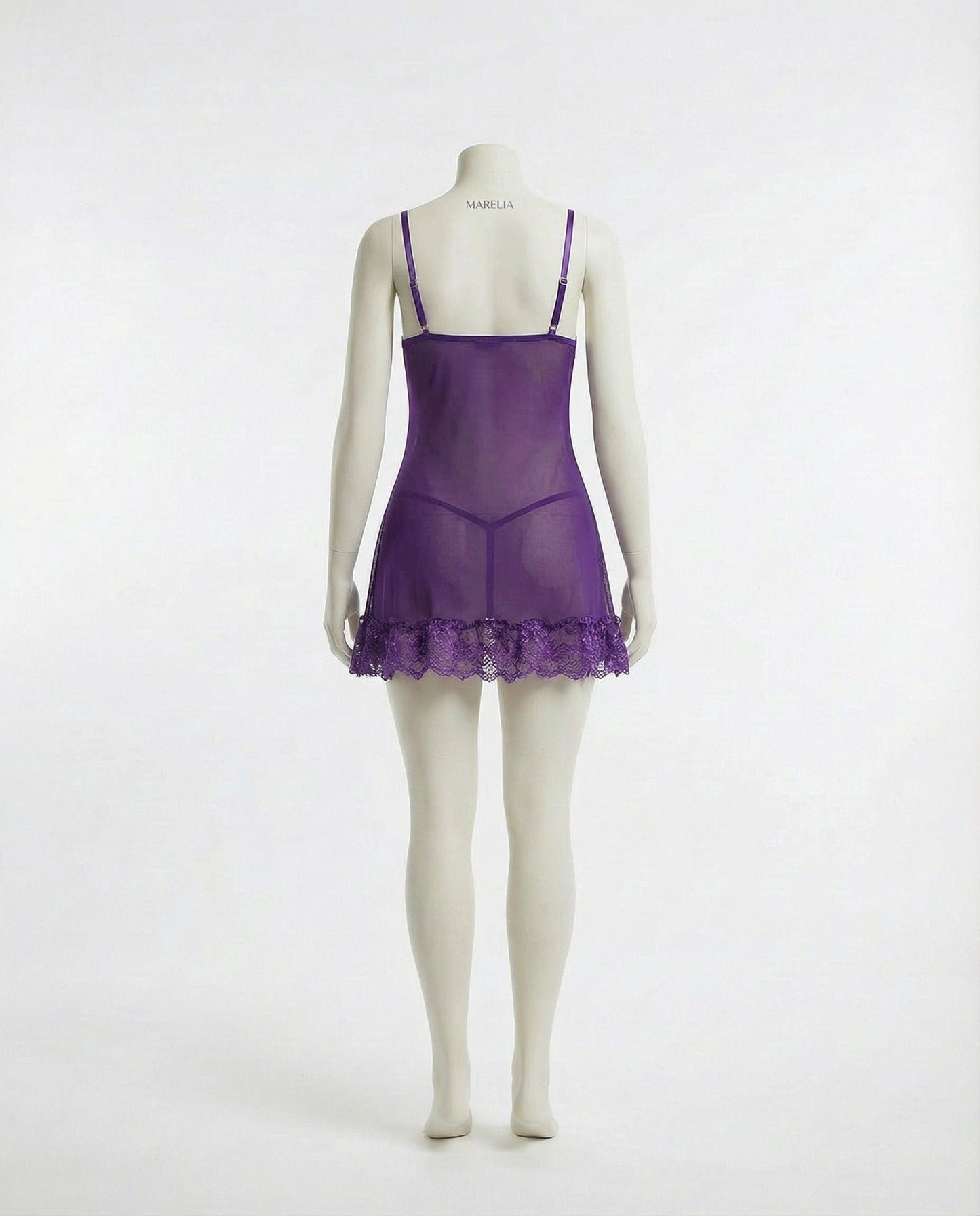 Sheer Mesh Lace Chemise With G-String