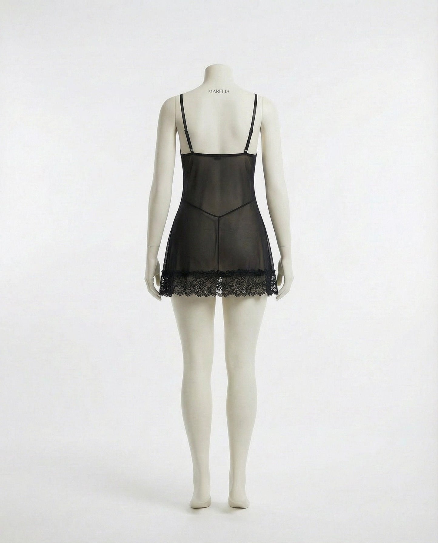 Sheer Mesh Lace Chemise With G-String