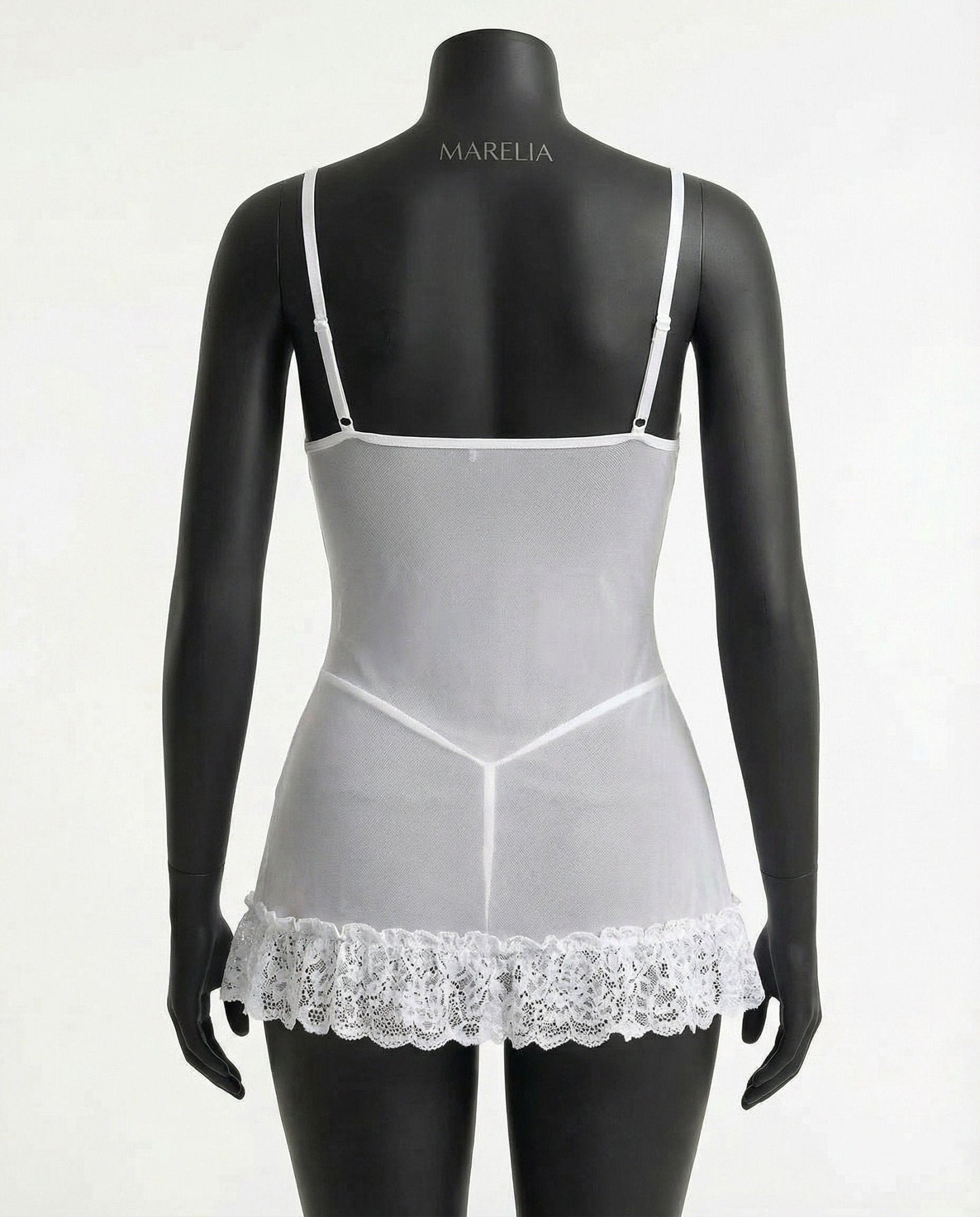 Sheer Mesh Lace Chemise With G-String