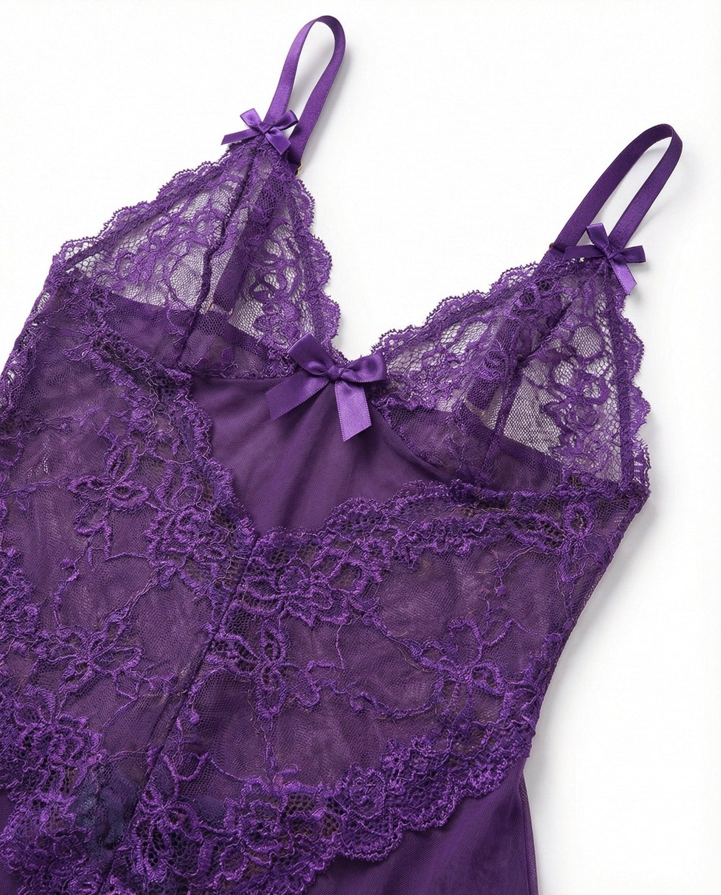 Sheer Mesh Lace Chemise With G-String