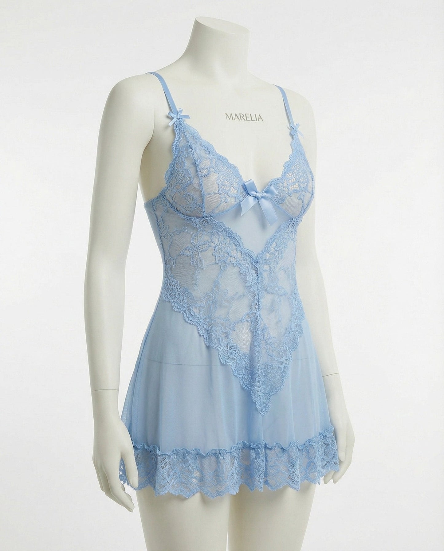 Sheer Mesh Lace Chemise With G-String