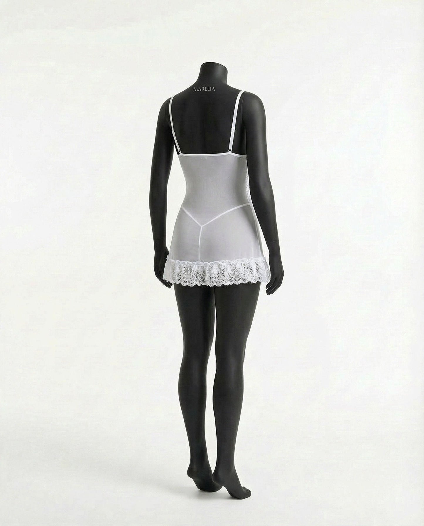 Sheer Mesh Lace Chemise With G-String