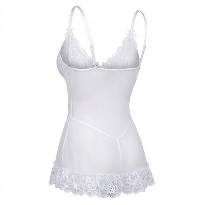 Sheer Mesh Lace Chemise With G-String