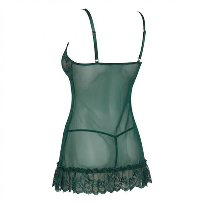 Sheer Mesh Lace Chemise With G-String