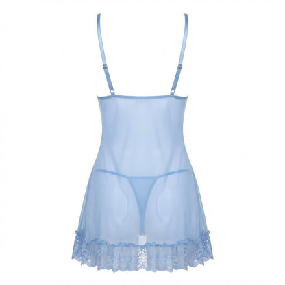 Sheer Mesh Lace Chemise With G-String