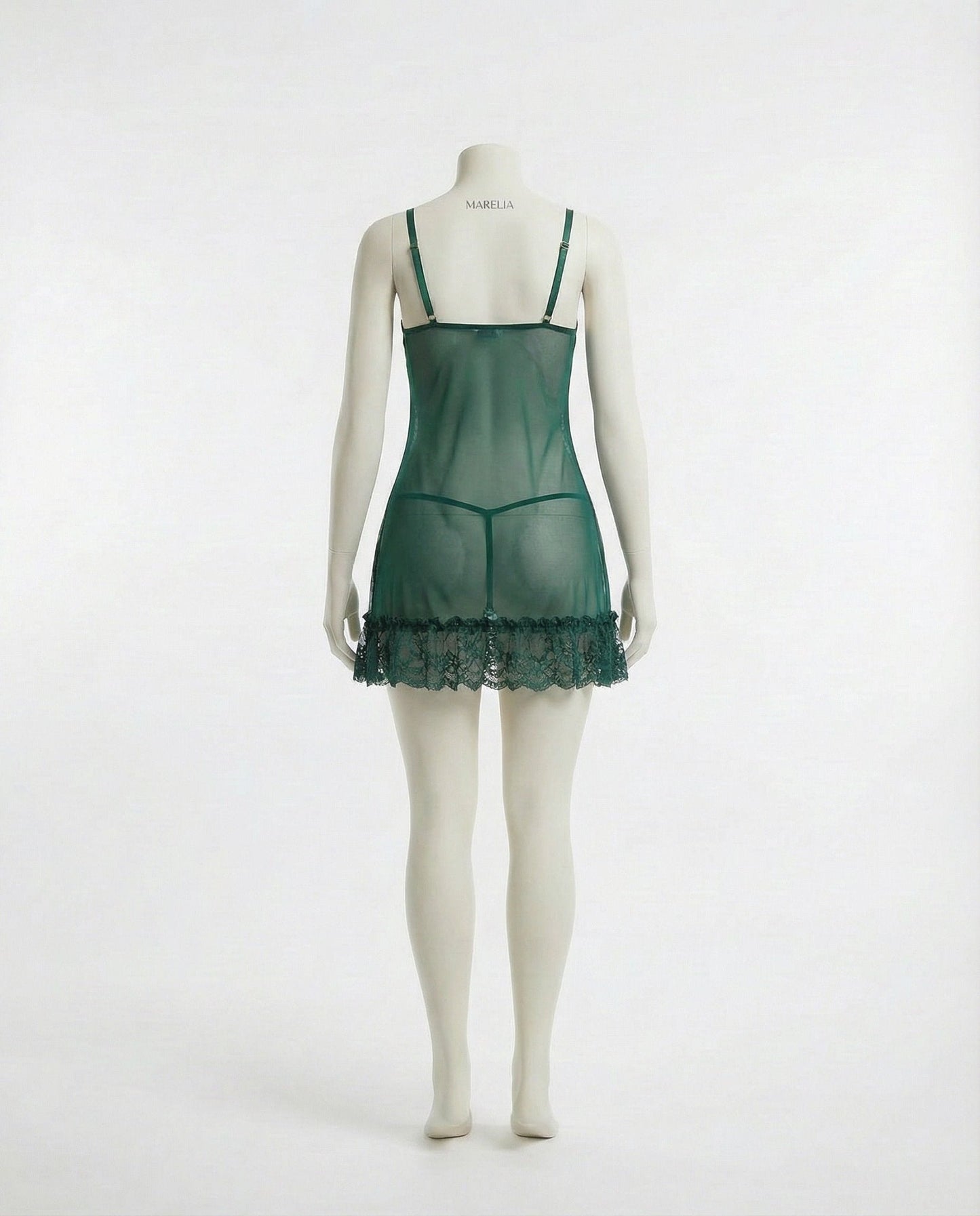Sheer Mesh Lace Chemise With G-String
