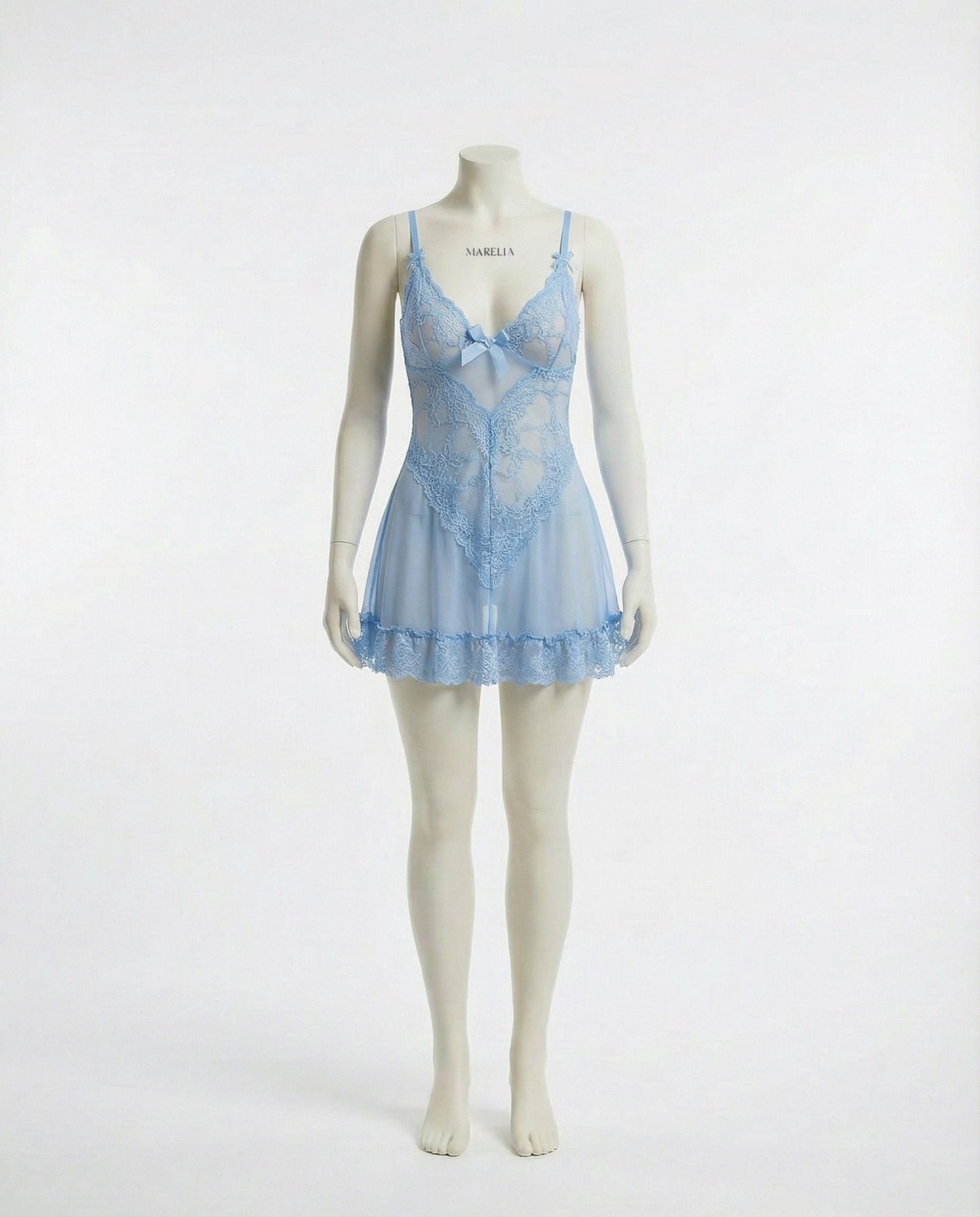 Sheer Mesh Lace Chemise With G-String