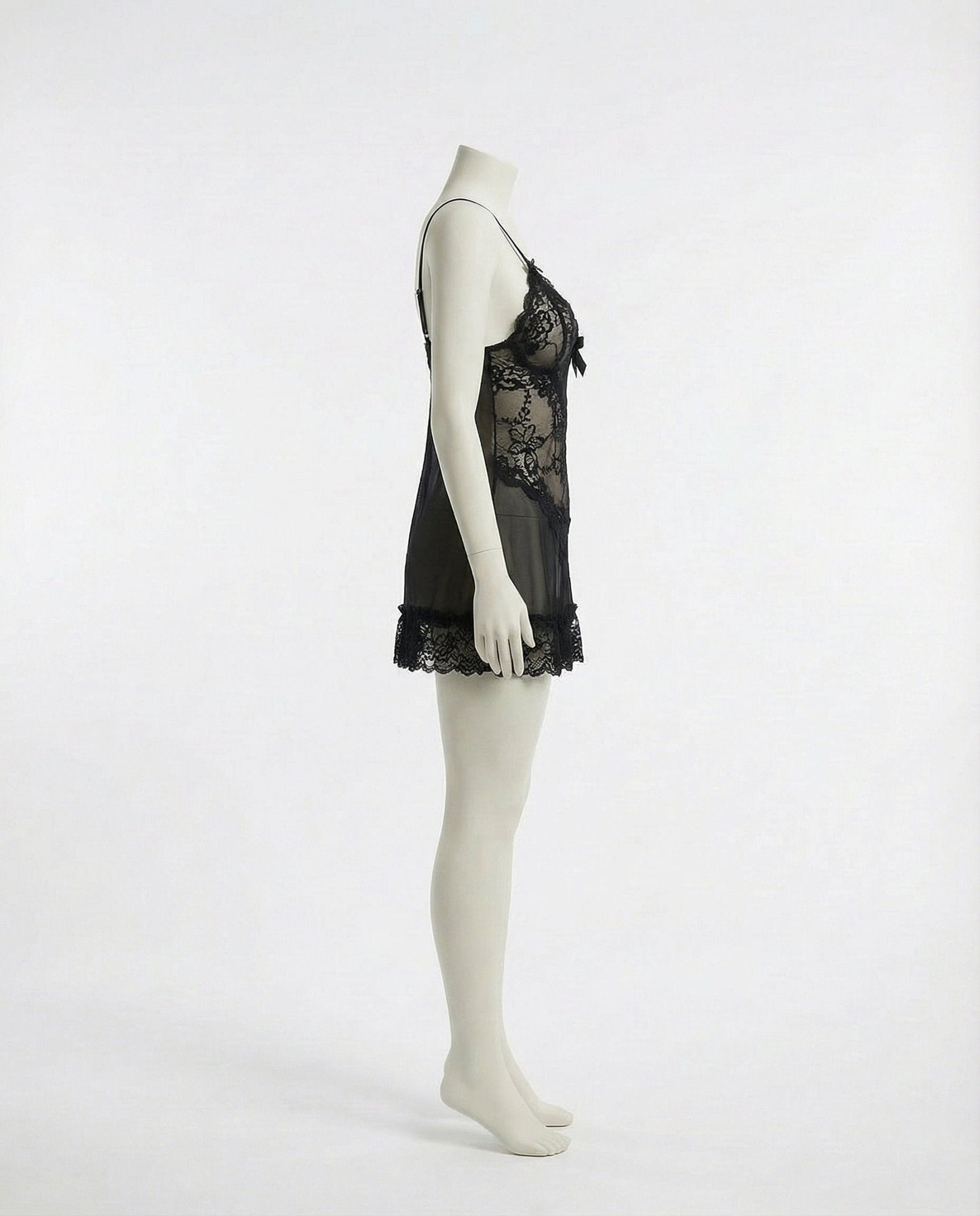Sheer Mesh Lace Chemise With G-String