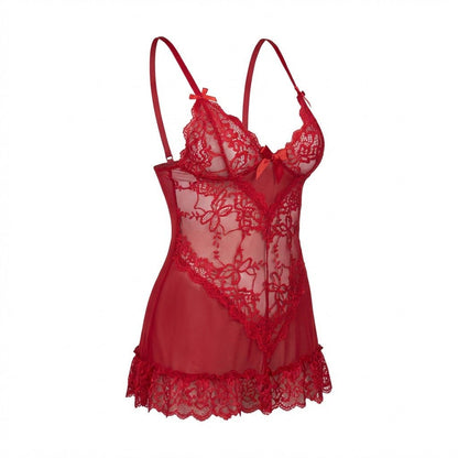 Sheer Mesh Lace Chemise With G-String