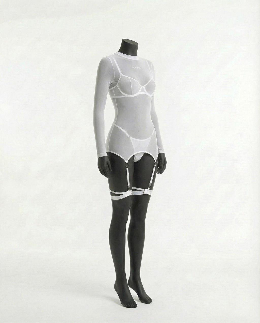 Sheer Mesh Long Sleeve Set With Bra And Panty - AR UNIVERSALAR UNIVERSALLingerie Set