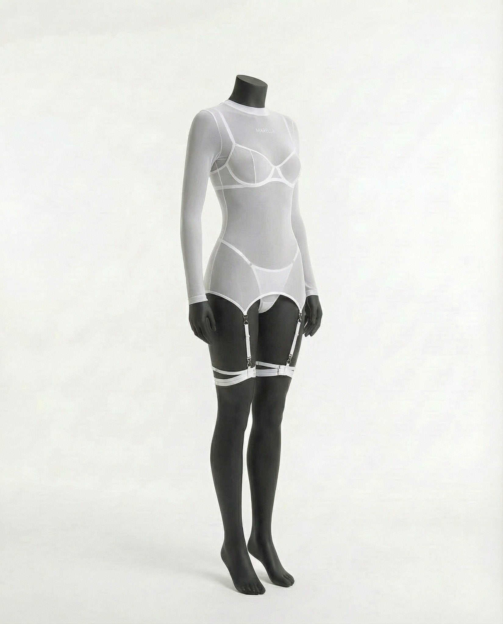 Sheer Mesh Long Sleeve Set With Bra And Panty - AR UNIVERSALAR UNIVERSALLingerie Set