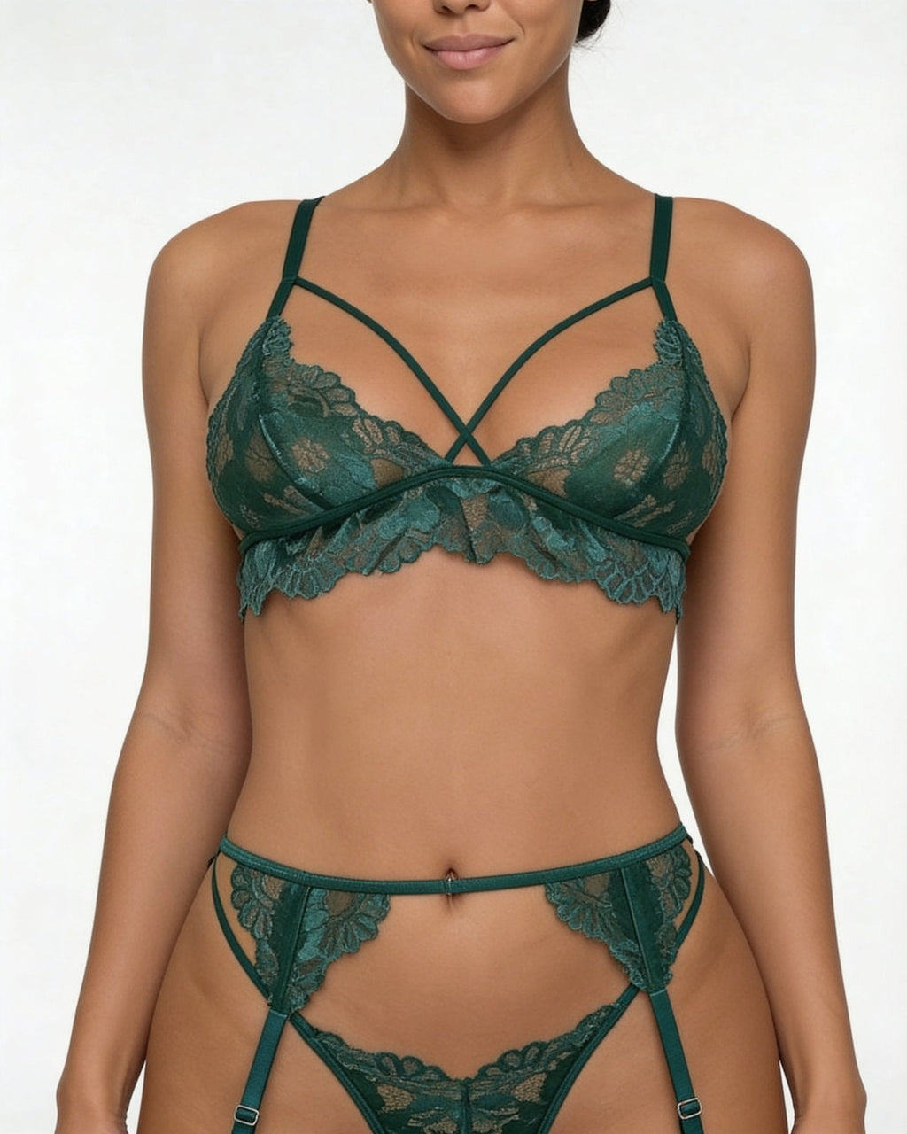 Strappy Lace Four Piece Lingerie Set - AR UNIVERSALAR UNIVERSALLingerie Sets