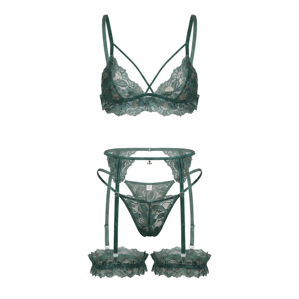 Strappy Lace Four Piece Lingerie Set - AR UNIVERSALAR UNIVERSALLingerie Sets