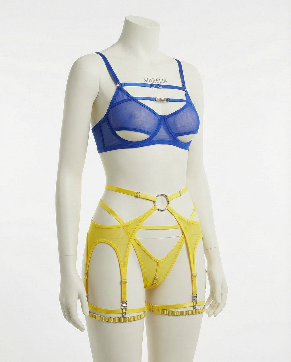 Strappy Mesh Three Piece Lingerie Set - AR UNIVERSALAR UNIVERSALLingerie Sets