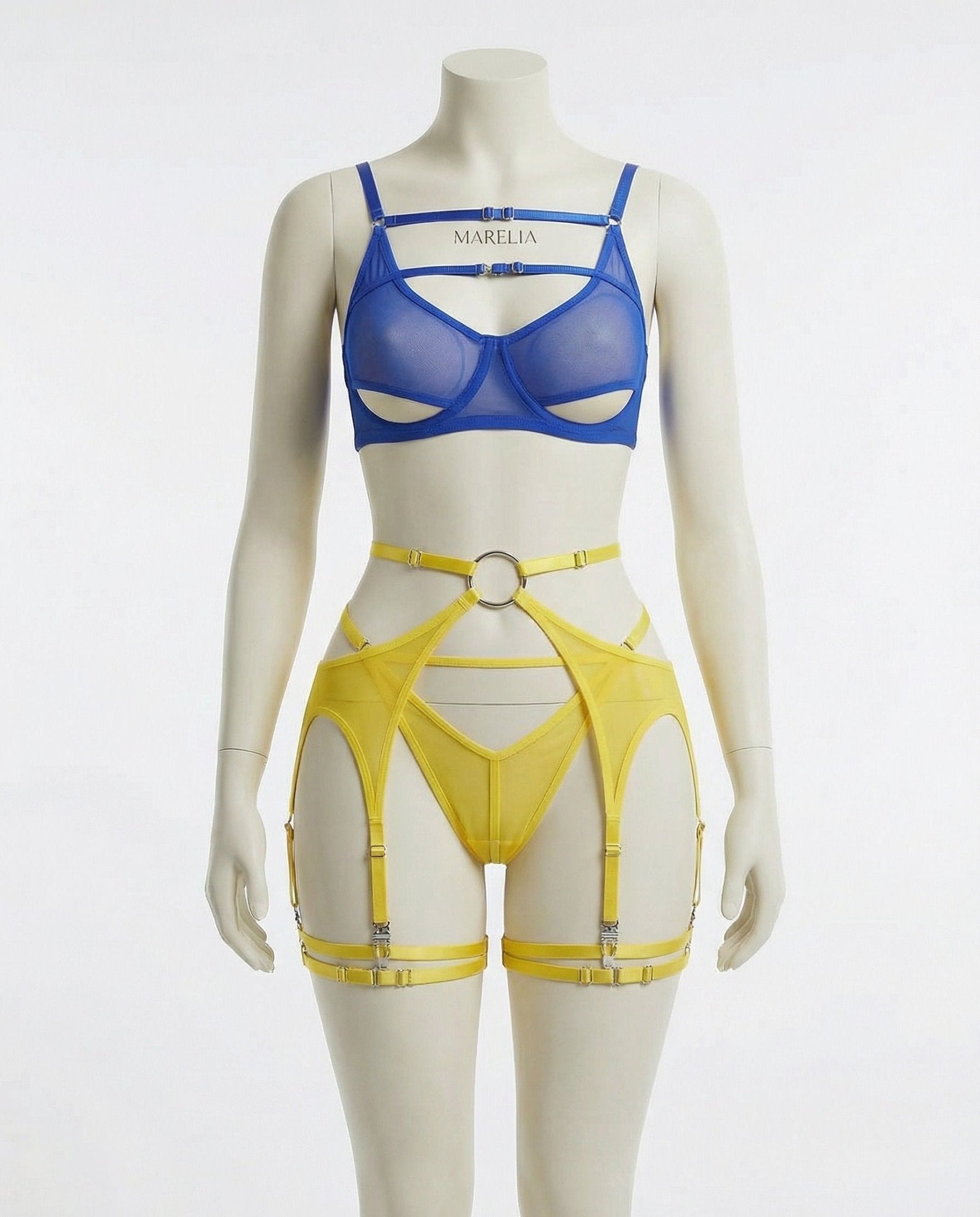 Strappy Mesh Three Piece Lingerie Set - AR UNIVERSALAR UNIVERSALLingerie Sets