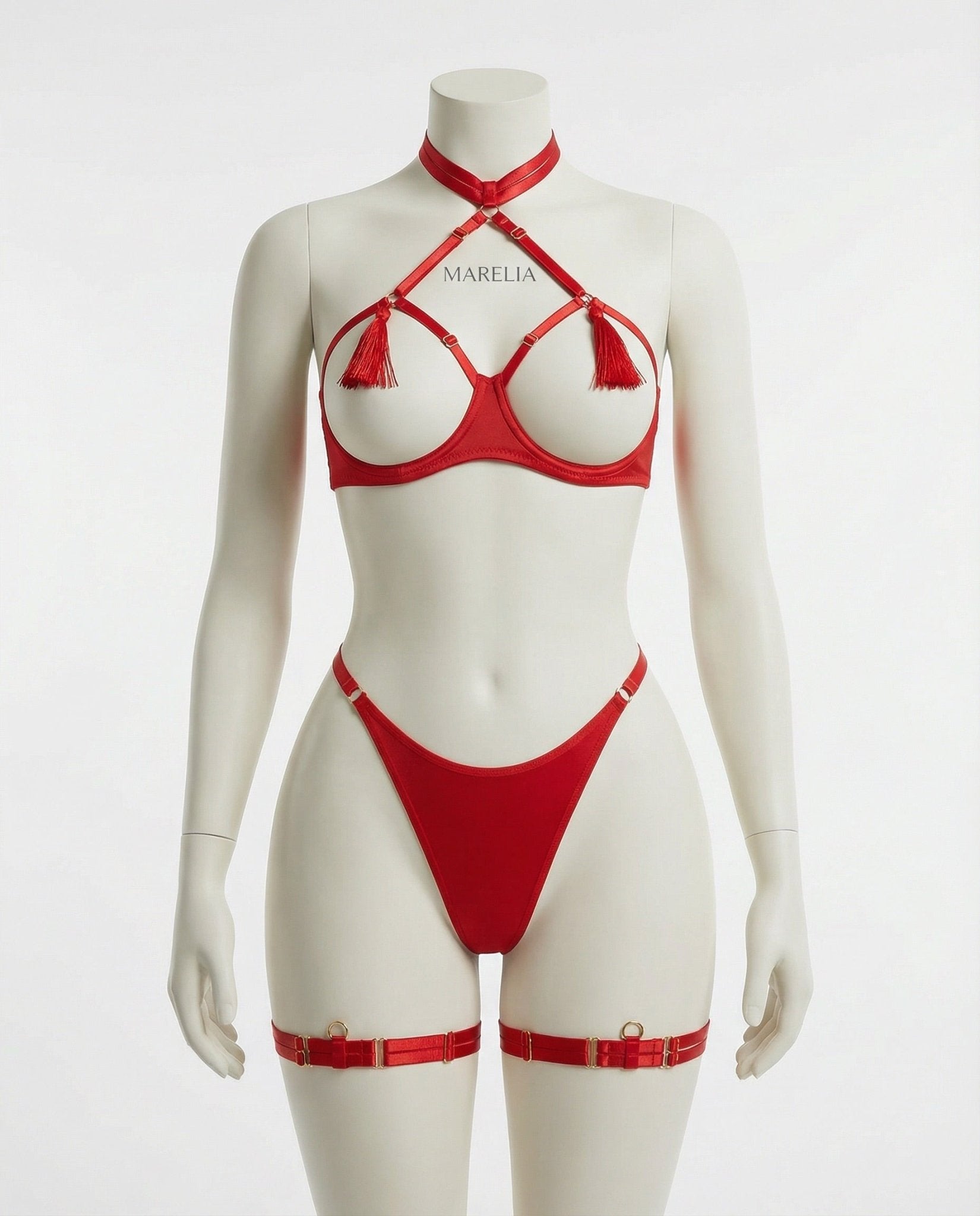 Strappy Open Cup Tassel Lingerie Set - AR UNIVERSALAR UNIVERSALLingerie Sets