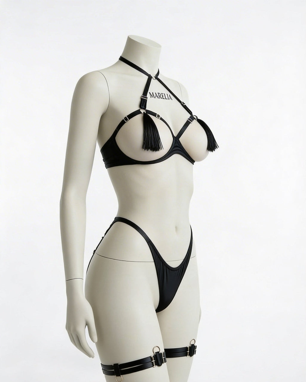 Strappy Open Cup Tassel Lingerie Set - AR UNIVERSALAR UNIVERSALLingerie Sets