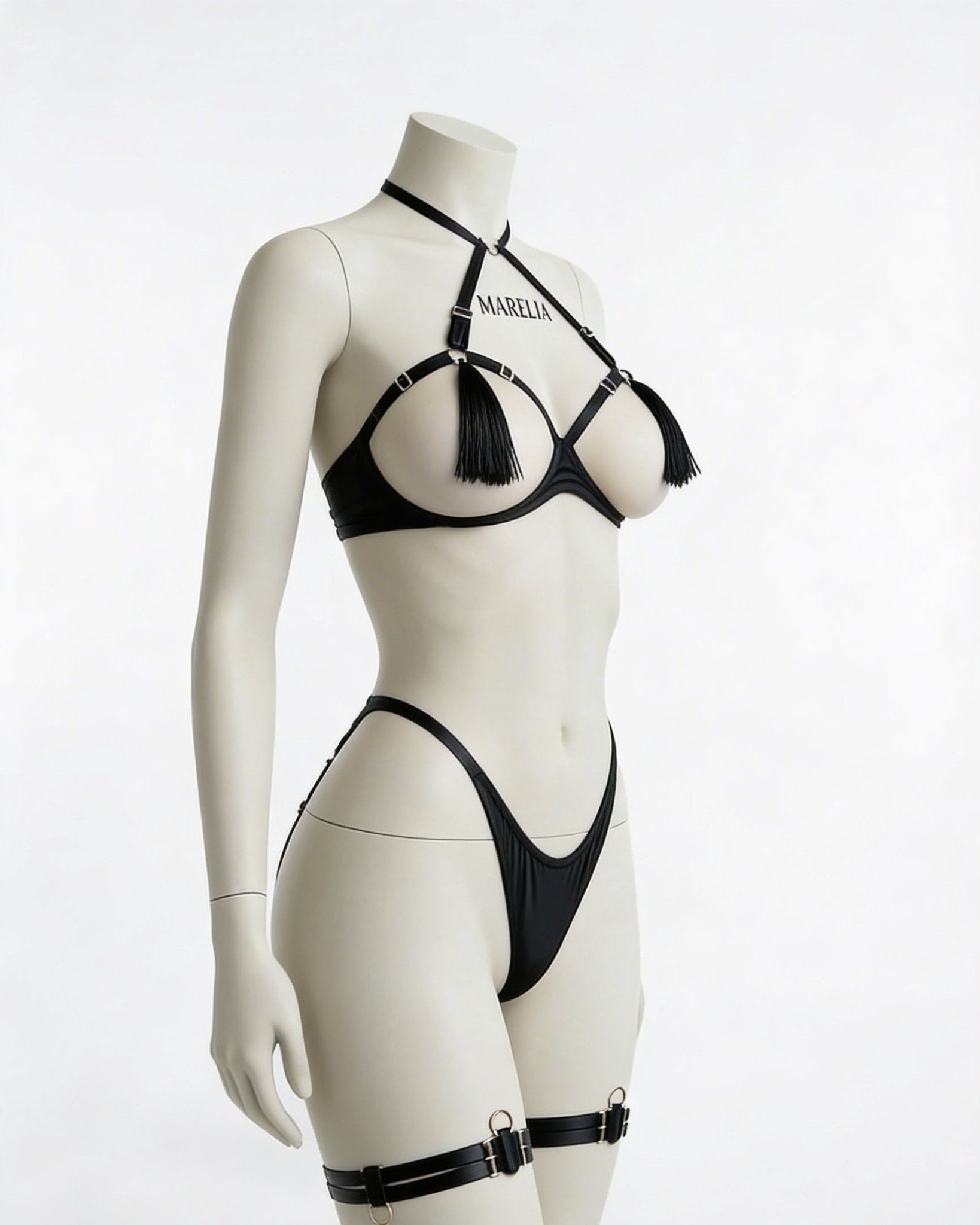 Strappy Open Cup Tassel Lingerie Set - AR UNIVERSALAR UNIVERSALLingerie Sets