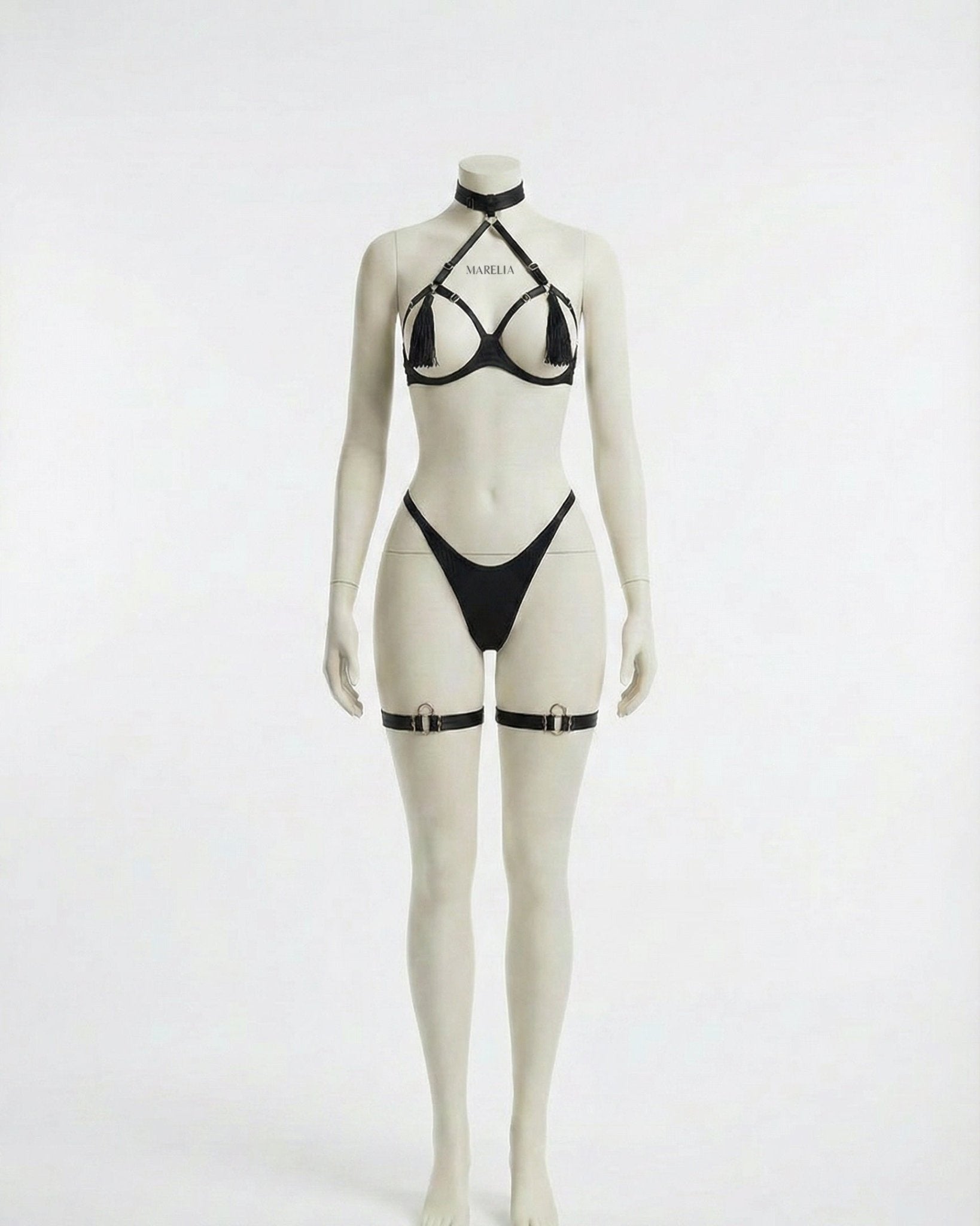 Strappy Open Cup Tassel Lingerie Set - AR UNIVERSALAR UNIVERSALLingerie Sets