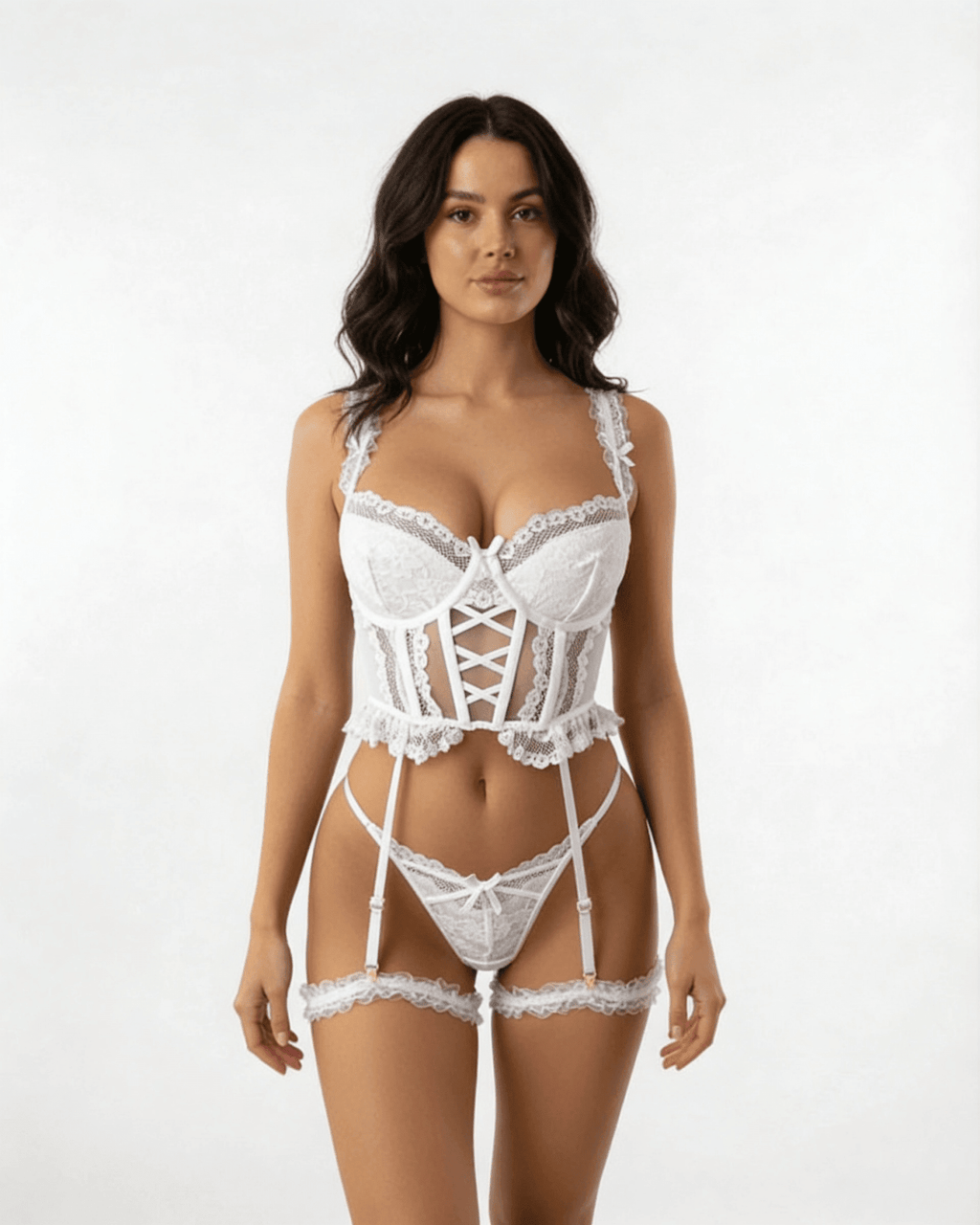 Three Piece Lace Corset Bridal Lingerie Set - AR UNIVERSALAR UNIVERSALLingerie Sets