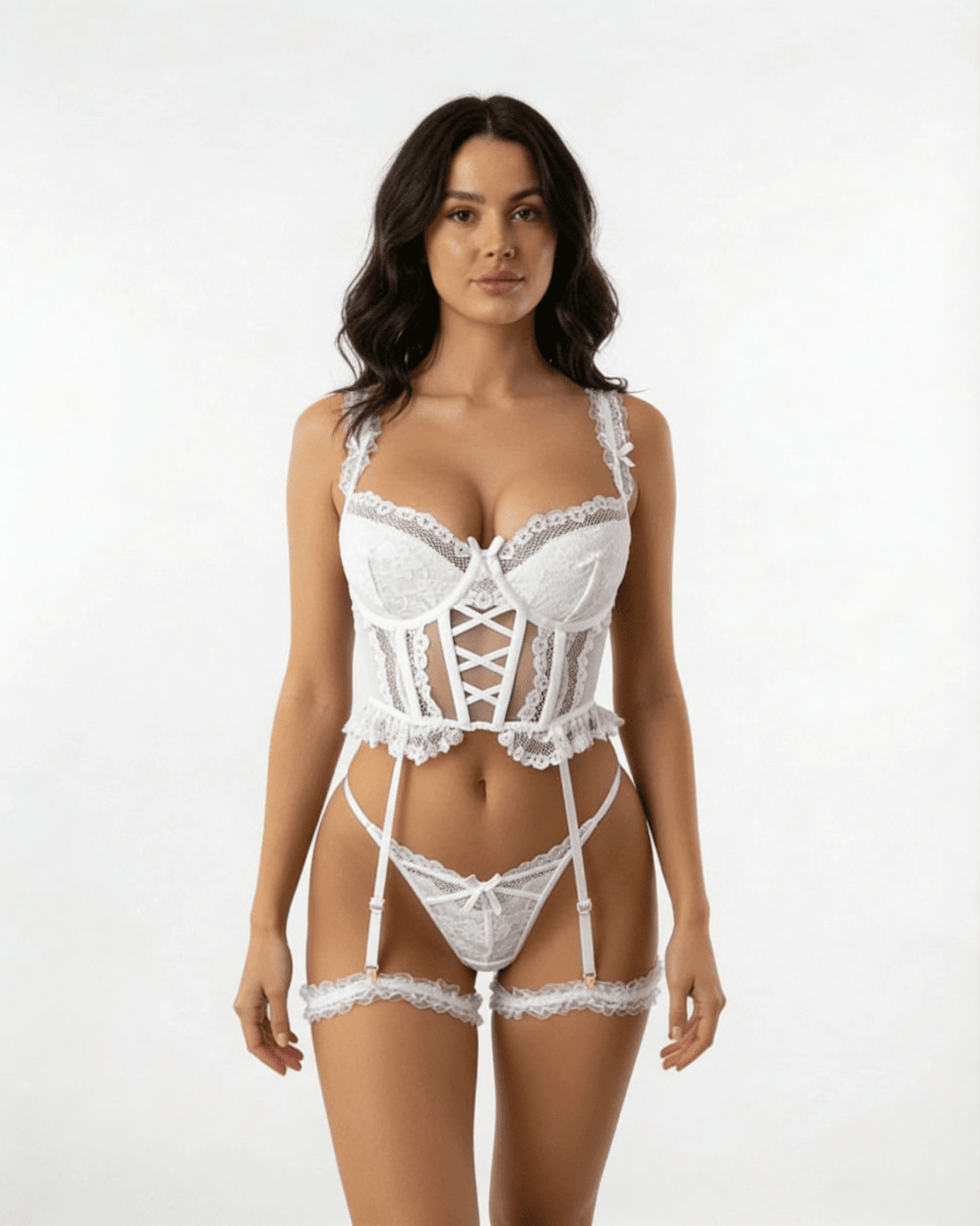 Three Piece Lace Corset Bridal Lingerie Set - AR UNIVERSALAR UNIVERSALLingerie Sets