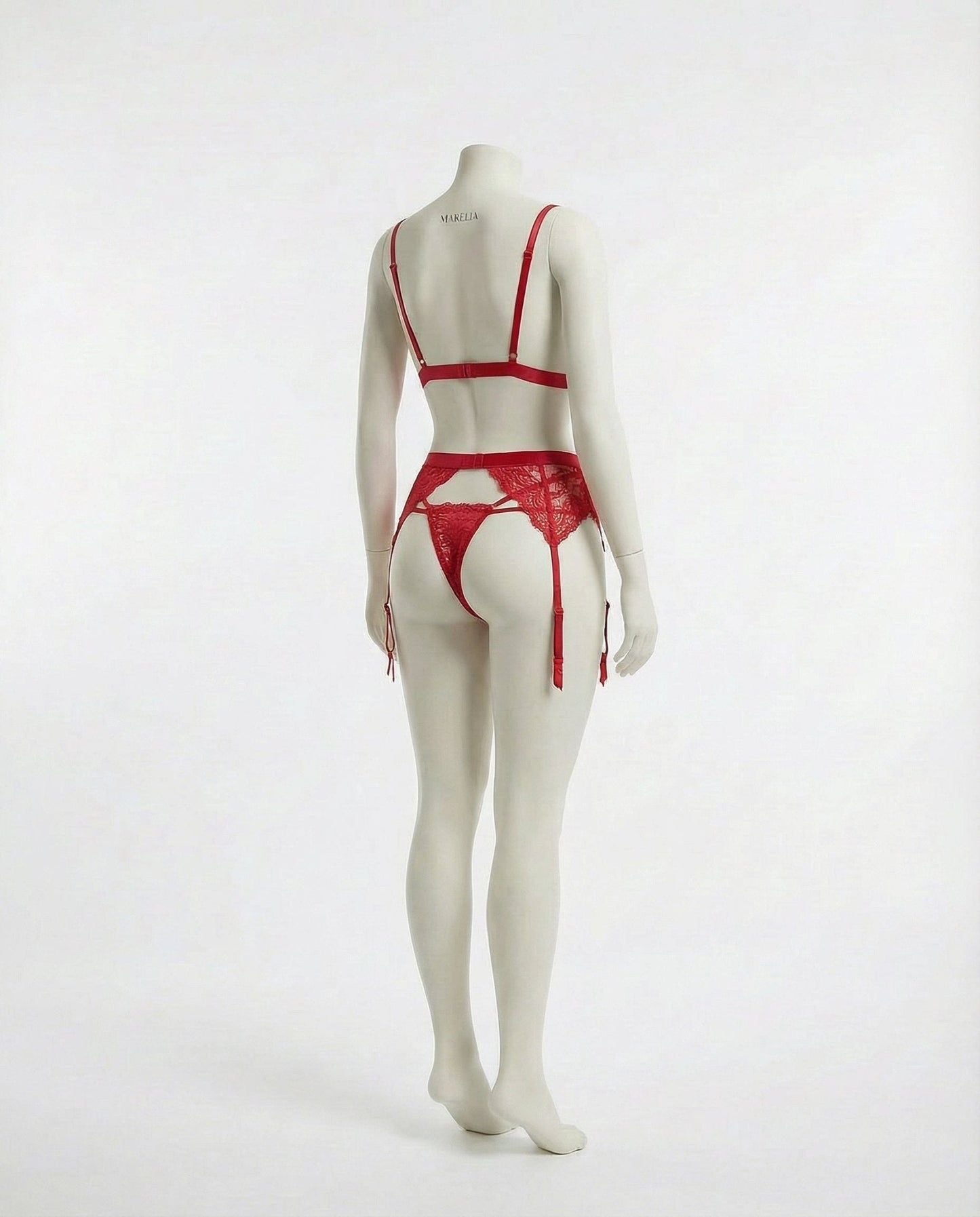 Valentine's Lace Bra Suspender Belt And Thong Set
