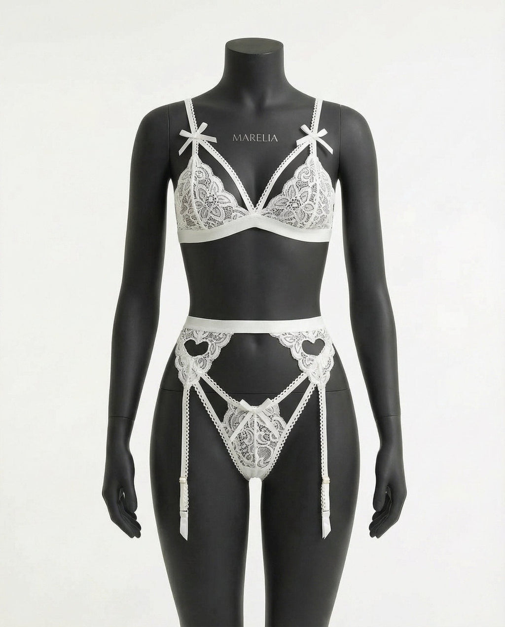 Lacy Valentine's Lingerie Set: Bra, Garter Belt & Thong - AR UNIVERSALghntshLingerie Set