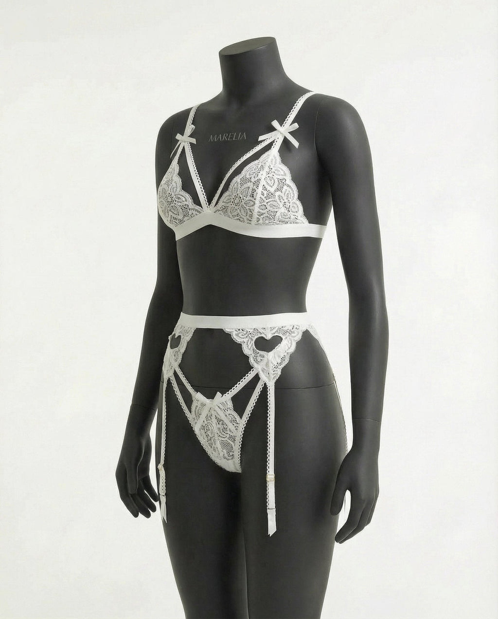 Lacy Valentine's Lingerie Set: Bra, Garter Belt & Thong - AR UNIVERSALghntshLingerie Set