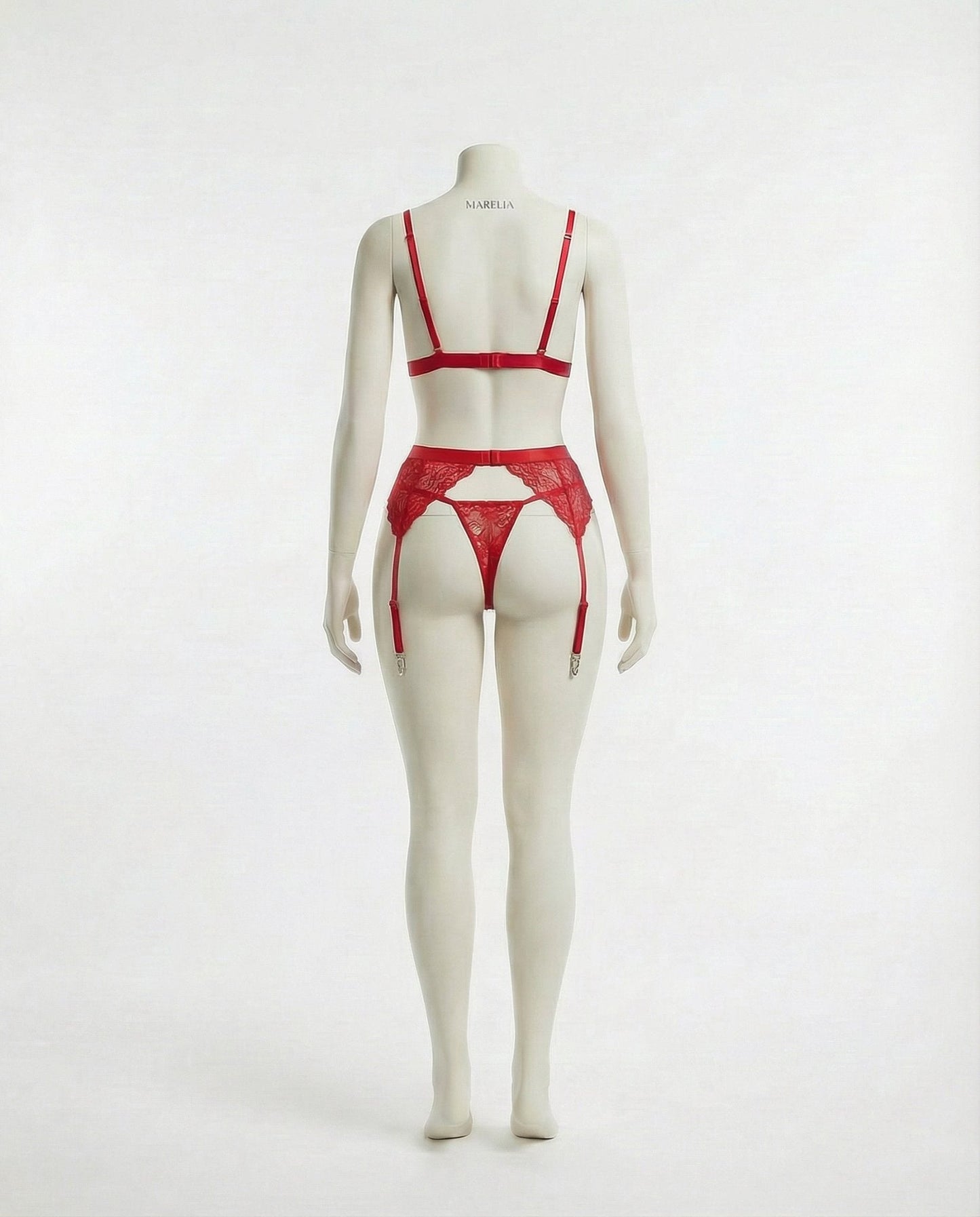 Valentine's Lace Bra Suspender Belt And Thong Set