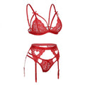 Lacy Valentine's Lingerie Set: Bra, Garter Belt & Thong - AR UNIVERSALghntshLingerie Set
