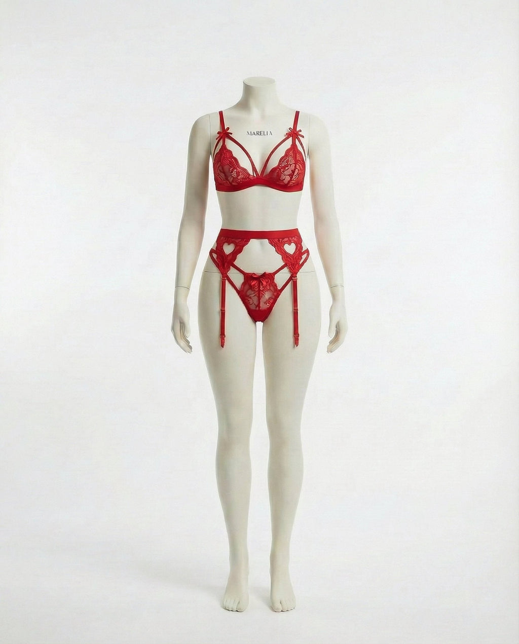 Lacy Valentine's Lingerie Set: Bra, Garter Belt & Thong - AR UNIVERSALghntshLingerie Set